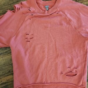 Aerie Salmon distressed sweatshirt